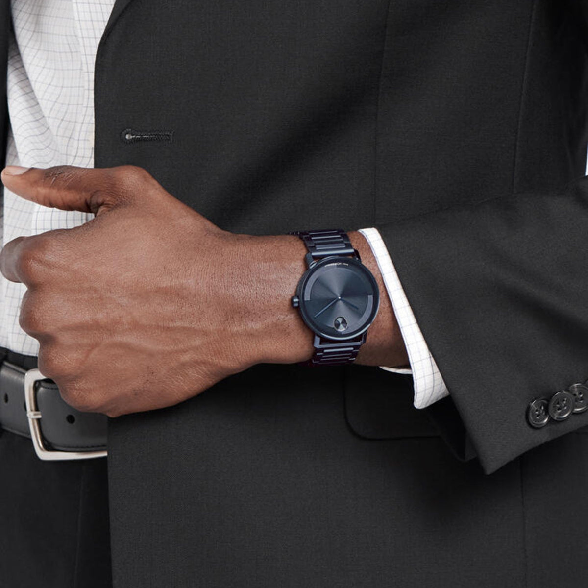 Movado Bold Evolution Men Quartz Blue Dial Analog Stainless Steel Watch 3601097