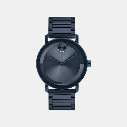 Movado Bold Evolution Men Quartz Blue Dial Analog Stainless Steel Watch 3601097