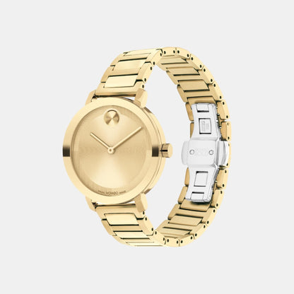 Movado Bold Evolution Women Quartz Gold Dial Analog Stainless Steel Watch 3601104