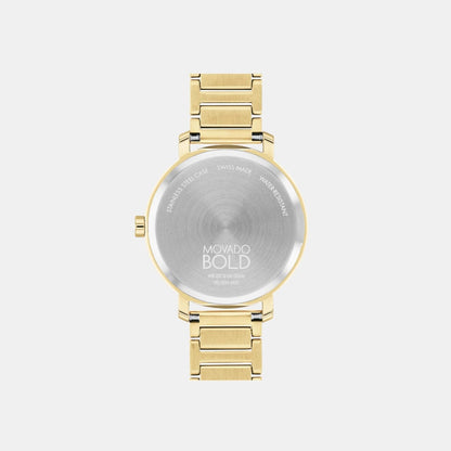 Movado Bold Evolution Women Quartz Gold Dial Analog Stainless Steel Watch 3601104
