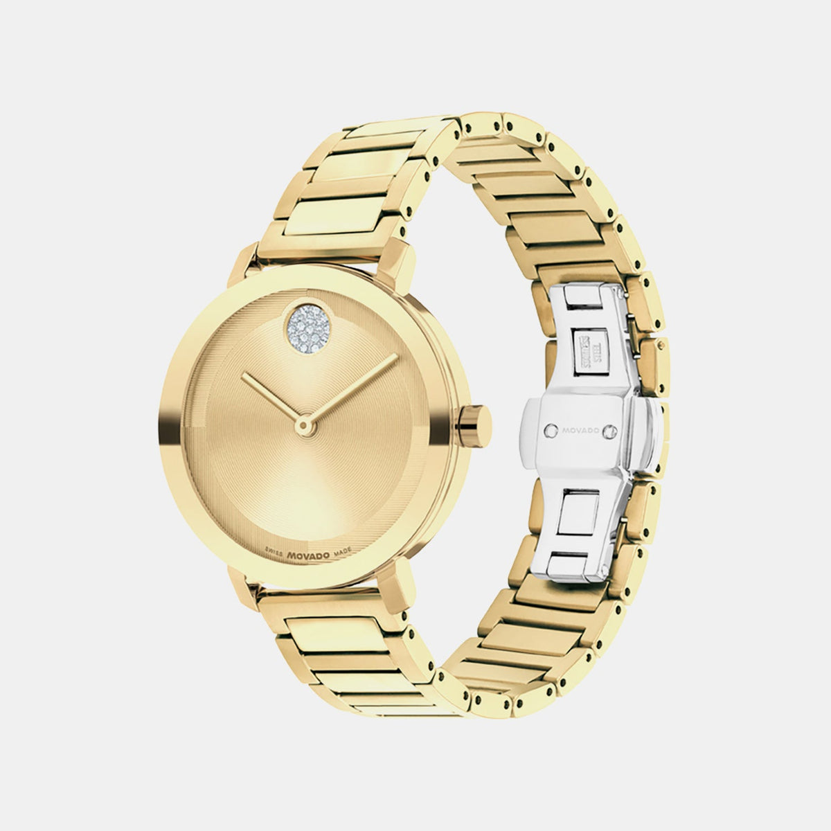 Movado Bold Evolution Women Quartz Gold Dial Analog Stainless Steel Watch 3601106