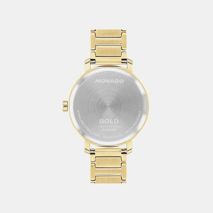 Movado Bold Evolution Women Quartz Gold Dial Analog Stainless Steel Watch 3601106