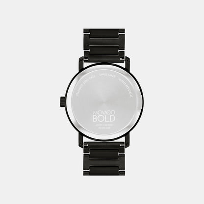Movado Bold Evolution Men Quartz Black Dial Analog Stainless Steel Watch 3601112