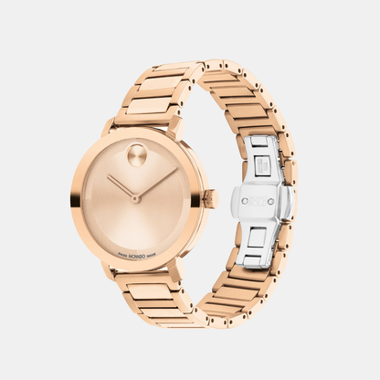 Movado Bold Evolution Women Quartz Rose Gold Dial Analog Stainless Steel Watch 3601142