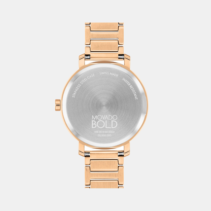 Movado Bold Evolution Women Quartz Rose Gold Dial Analog Stainless Steel Watch 3601142