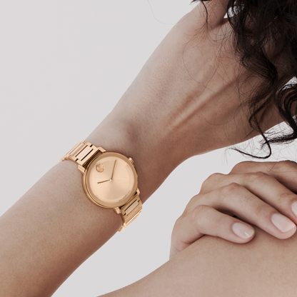 Movado Bold Evolution Women Quartz Rose Gold Dial Analog Stainless Steel Watch 3601142