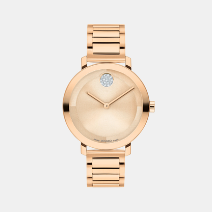 Movado Bold Evolution Women Quartz Rose Gold Dial Analog Stainless Steel Watch 3601143