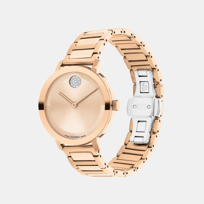 Movado Bold Evolution Women Quartz Rose Gold Dial Analog Stainless Steel Watch 3601143
