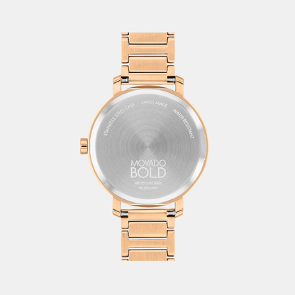 Movado Bold Evolution Women Quartz Rose Gold Dial Analog Stainless Steel Watch 3601143