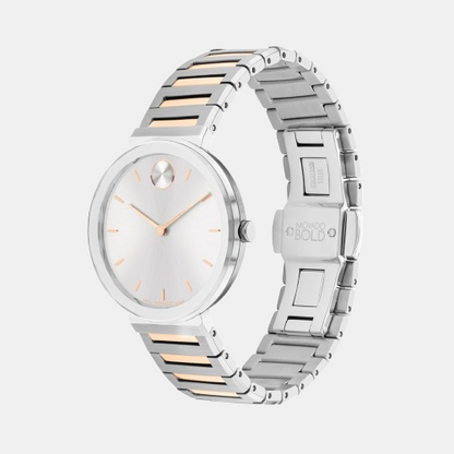 Movado Bold Horizon Women Quartz Silver Dial Analog Stainless Steel Watch 3601146