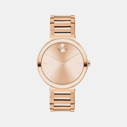 Movado Bold Horizon Women Quartz Rose Gold Dial Analog Stainless Steel Watch 3601147