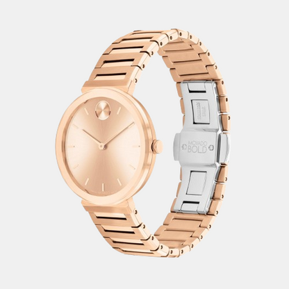 Movado Bold Horizon Women Quartz Rose Gold Dial Analog Stainless Steel Watch 3601147