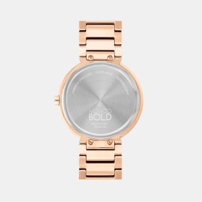 Movado Bold Horizon Women Quartz Rose Gold Dial Analog Stainless Steel Watch 3601147