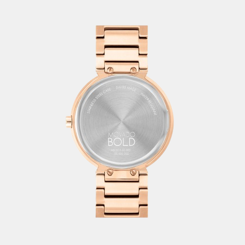 Movado Bold Horizon Women Quartz Rose Gold Dial Analog Stainless Steel Watch 3601147