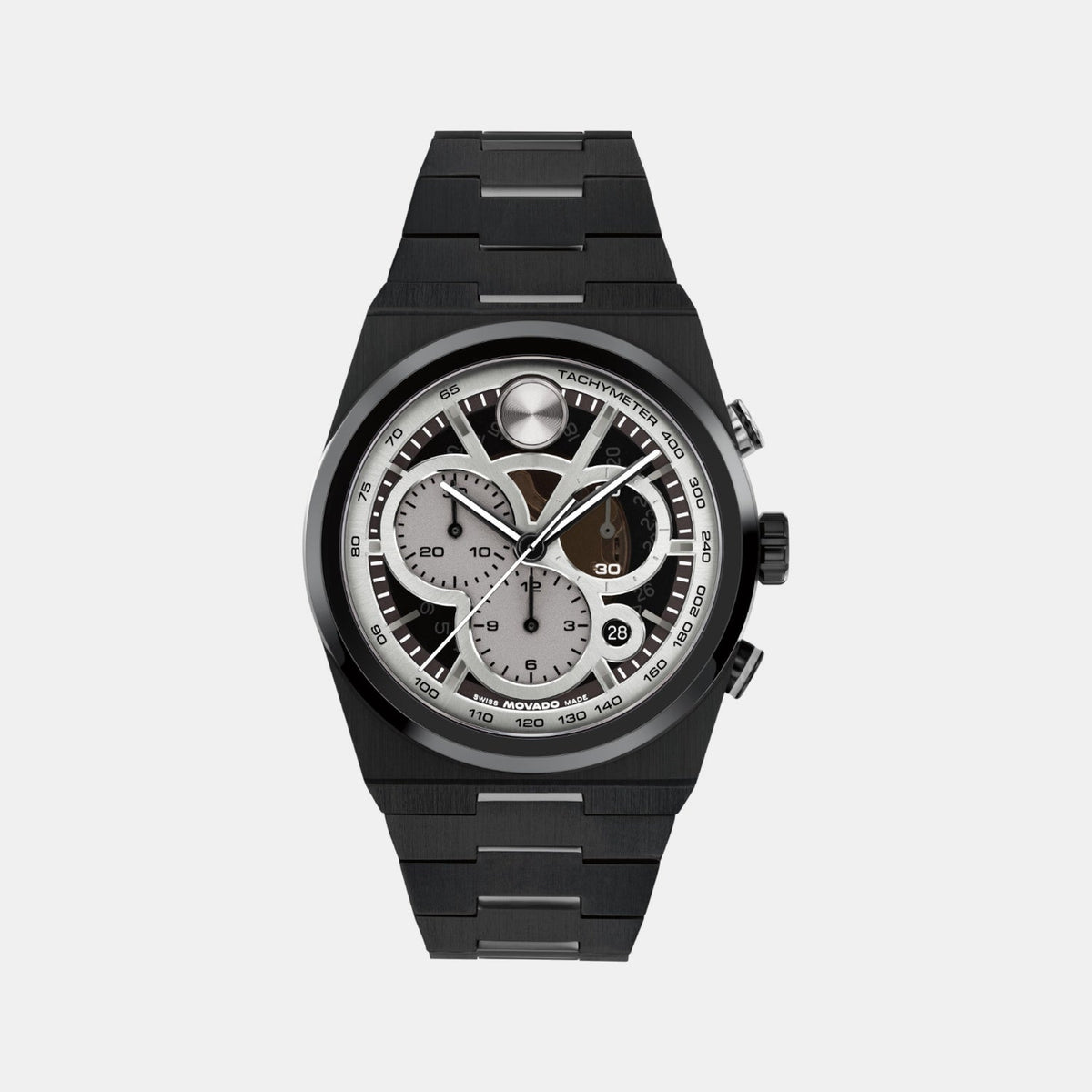 Movado Bold Quest Men Quartz Grey Dial Chronograph Stainless Steel Watch 3601184