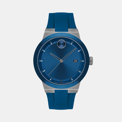 Movado Bold Fusion Men Quartz Blue Dial Analog Silicone Watch 3601192