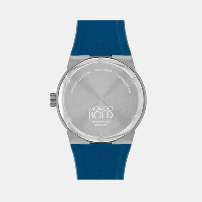 Movado Bold Fusion Men Quartz Blue Dial Analog Silicone Watch 3601192