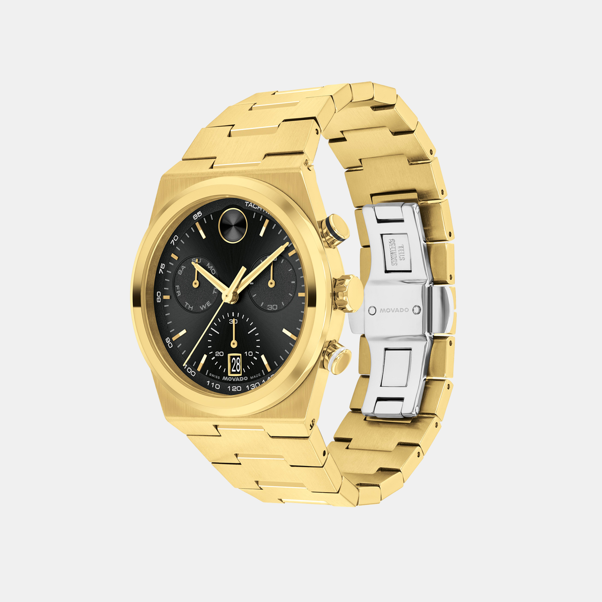 Movado Bold Quest Men Quartz Black Dial Chronograph Stainless Steel Watch 3601198