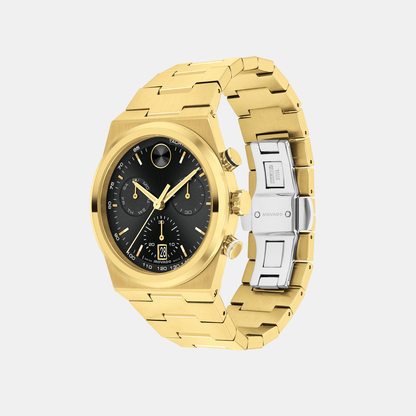 Movado Bold Quest Men Quartz Black Dial Chronograph Stainless Steel Watch 3601198