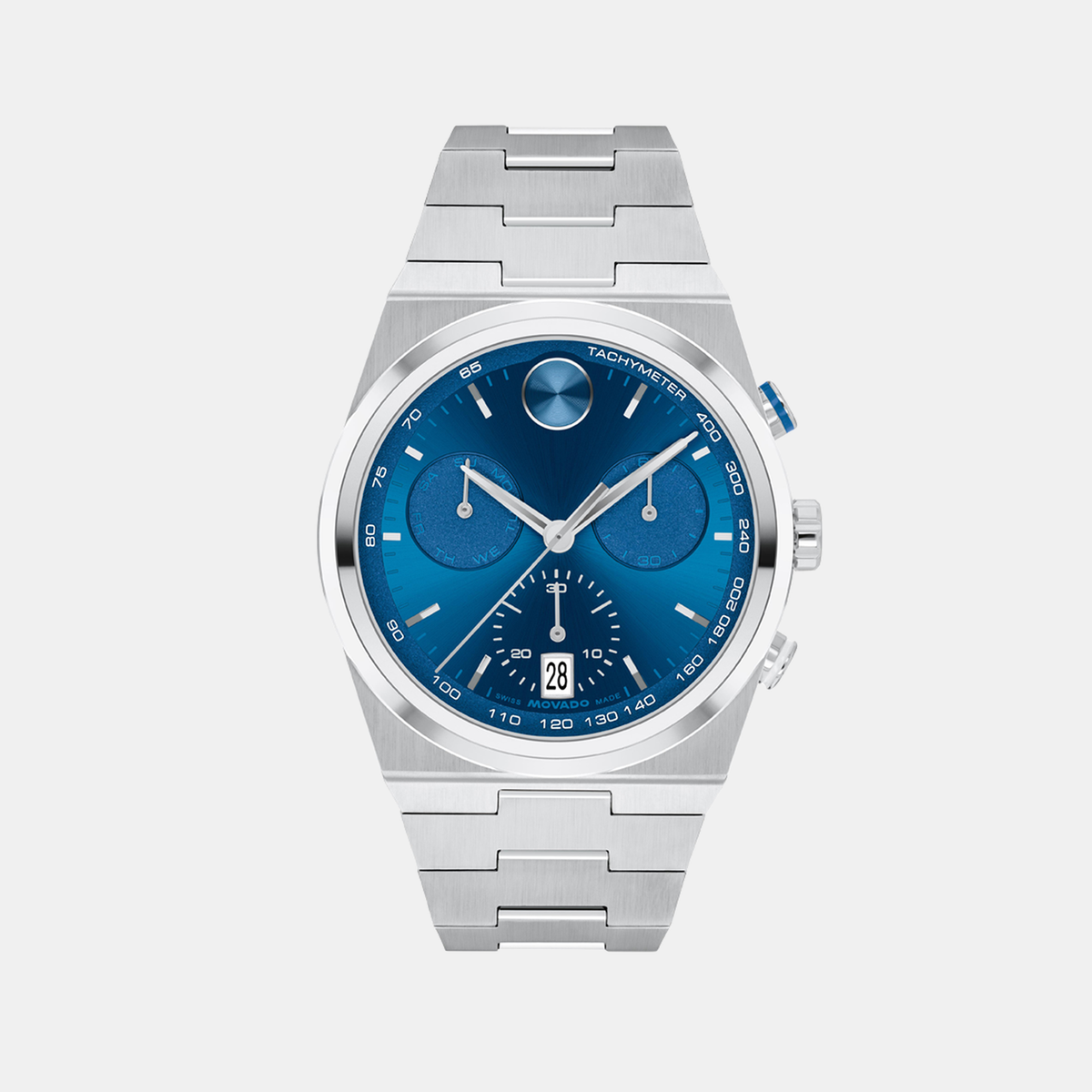 Movado Bold Quest Men Quartz Blue Dial Chronograph Stainless Steel Watch 3601199