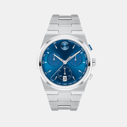 Movado Bold Quest Men Quartz Blue Dial Chronograph Stainless Steel Watch 3601199