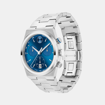 Movado Bold Quest Men Quartz Blue Dial Chronograph Stainless Steel Watch 3601199
