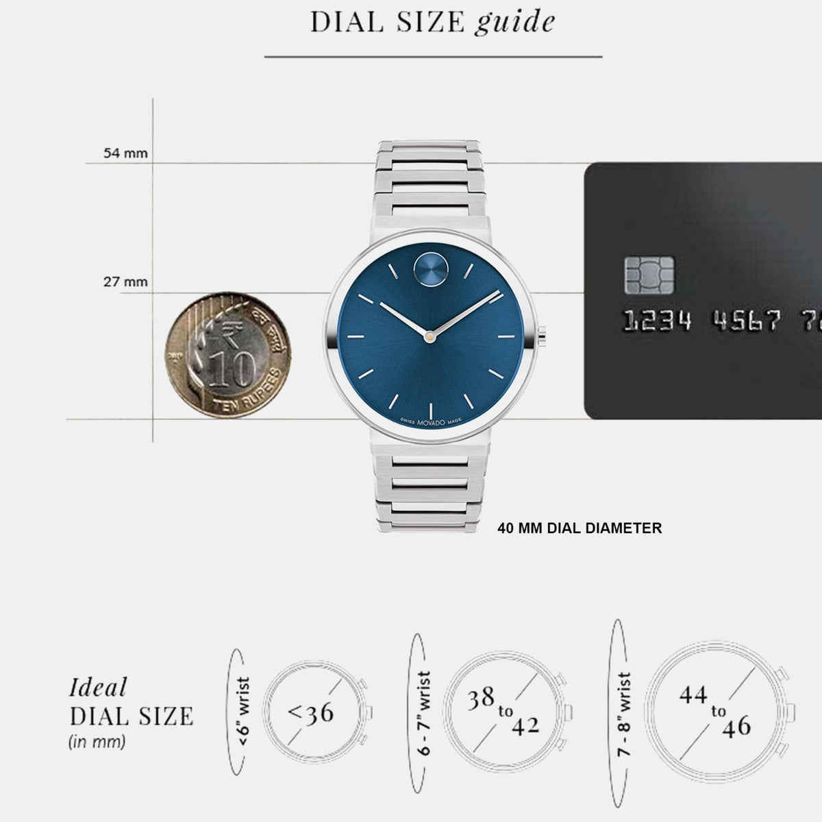 Movado Bold Horizon Men Quartz Blue Dial Analog Stainless Steel Watch 3601201