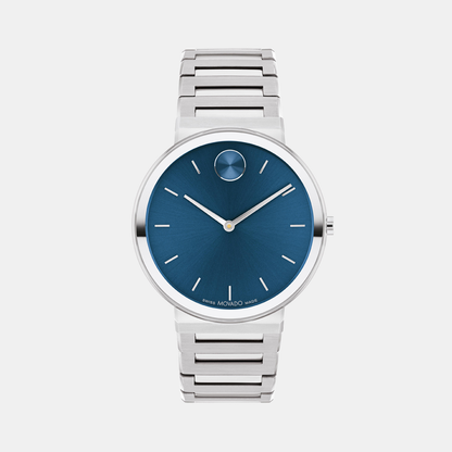 Movado Bold Horizon Men Quartz Blue Dial Analog Stainless Steel Watch 3601201