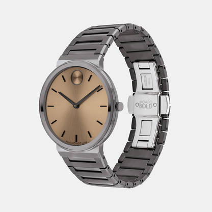 Movado Bold Horizon Men Quartz Brown Dial Analog Stainless Steel Watch 3601202