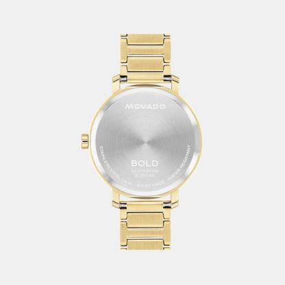 Movado Bold Evolution Women Quartz Gold Dial Analog Stainless Steel Watch 3601218