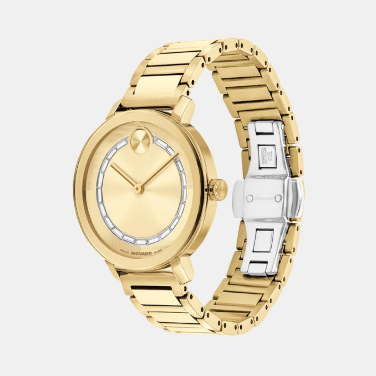 Movado Bold Evolution Women Quartz Gold Dial Analog Stainless Steel Watch 3601218