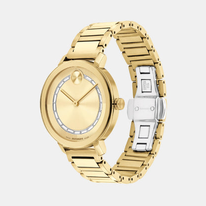 Movado Bold Evolution Women Quartz Gold Dial Analog Stainless Steel Watch 3601218