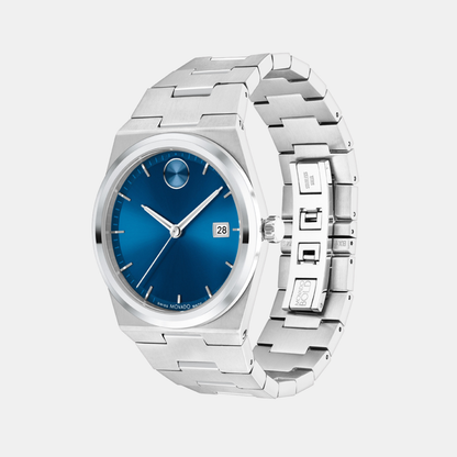 Movado Bold Quest Men Quartz Blue Dial Analog Stainless Steel Watch 3601221