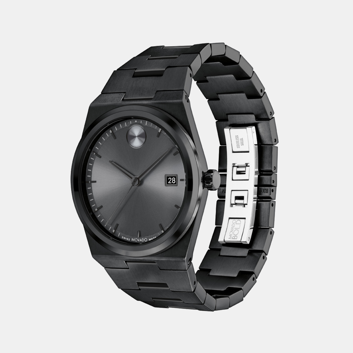 Movado Bold Quest Men Quartz Grey Dial Analog Stainless Steel Watch 3601224