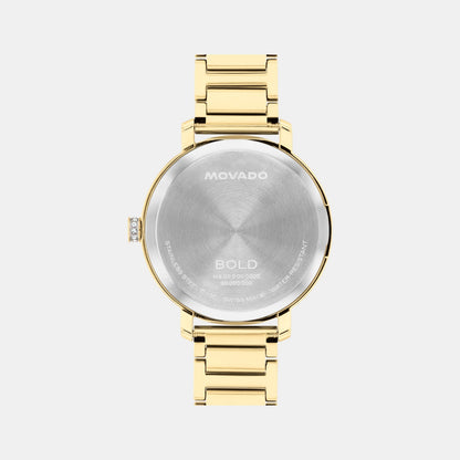 Movado Bold Evolution Women Quartz Gold Dial Analog Stainless Steel Watch 3601225