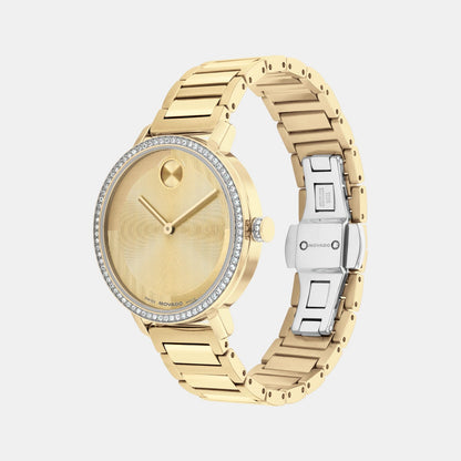 Movado Bold Evolution Women Quartz Gold Dial Analog Stainless Steel Watch 3601225