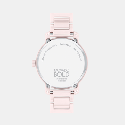 Movado Bold Evolution Women Quartz Pink Dial Analog Ceramic Watch 3601234