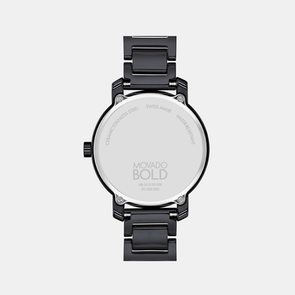 Movado Bold Evolution Women Quartz Black Dial Analog Ceramic Watch 3601235