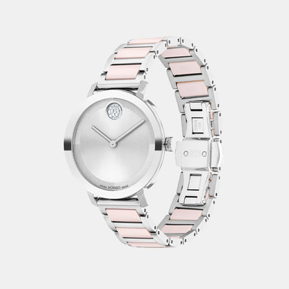 Movado Bold Evolution Women Quartz Silver Dial Analog Stainless Steel Watch 3601236