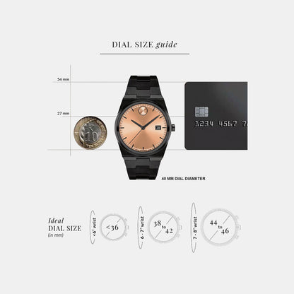 Movado Bold Quest Men Quartz Rose Gold Dial Analog Stainless Steel Watch 3601244