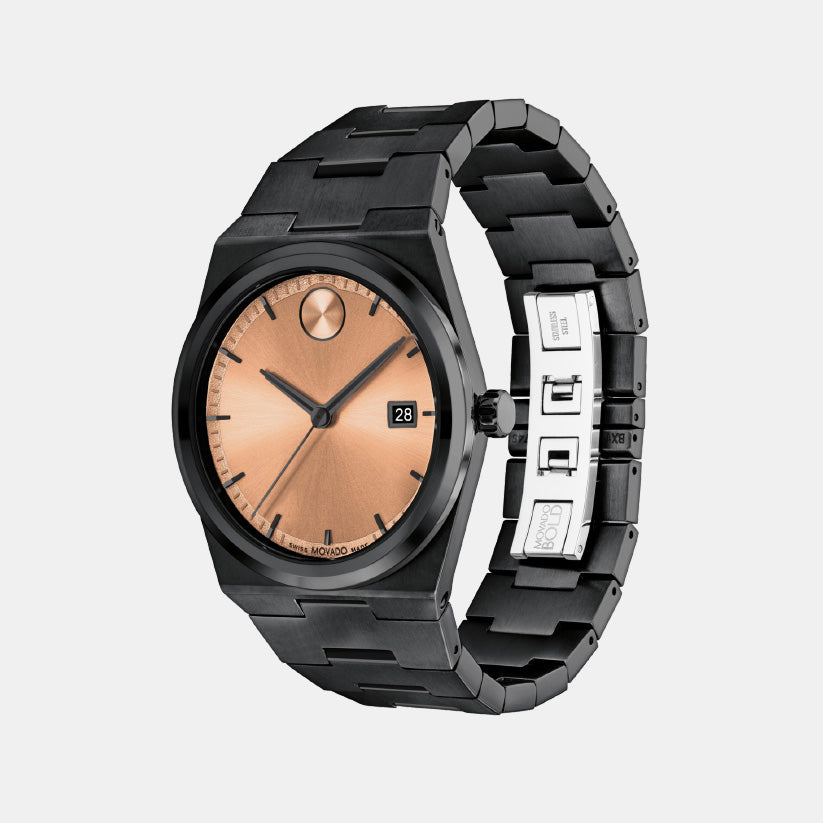 Movado Bold Quest Men Quartz Rose Gold Dial Analog Stainless Steel Watch 3601244