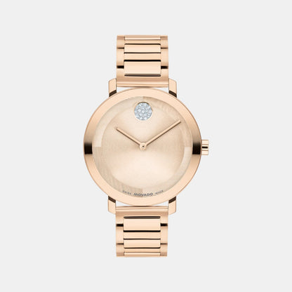 Movado Bold Evolution Women Quartz Rose Gold Dial Analog Stainless Steel Watch 3601266
