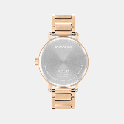 Movado Bold Evolution Women Quartz Rose Gold Dial Analog Stainless Steel Watch 3601266