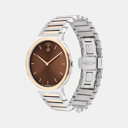 Movado Bold Horizon Men Quartz Brown Dial Analog Stainless Steel Watch 3601267