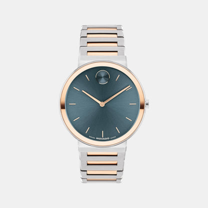 Movado Bold Horizon Men Quartz Teal Dial Analog Stainless Steel Watch 3601268