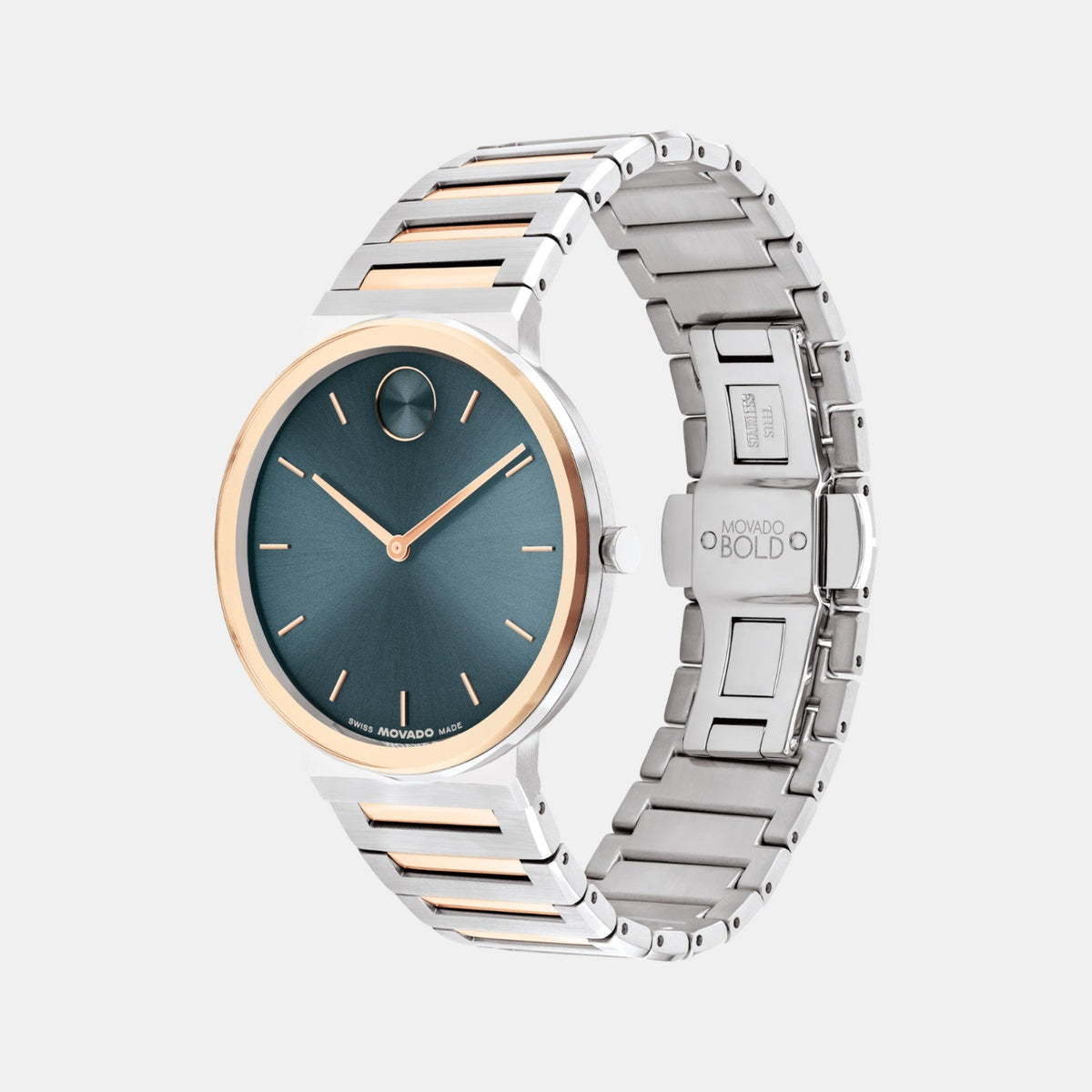 Movado Bold Horizon Men Quartz Teal Dial Analog Stainless Steel Watch 3601268