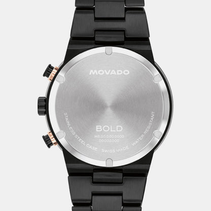Movado Bold Fusion Men Quartz Black Dial Chronograph Stainless Steel Watch 3601282