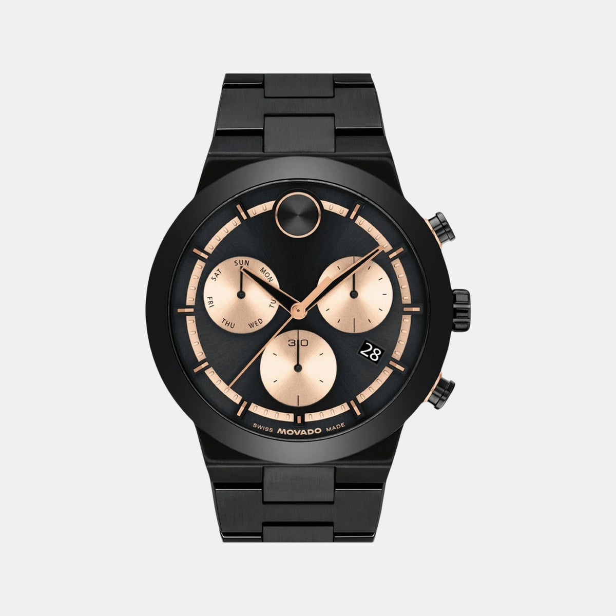 Movado Bold Fusion Men Quartz Black Dial Chronograph Stainless Steel Watch 3601282