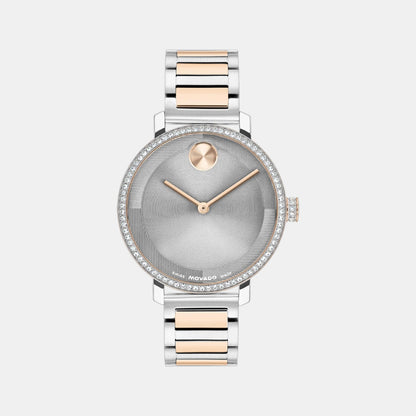 Movado Bold Evolution Women Quartz Grey Dial Analog Stainless Steel Watch 3601283