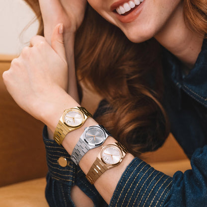 Movado Bold Quest Women Quartz Champagne Dial Analog Stainless Steel Watch 3601294